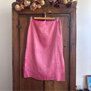 Vintage Dosa Pink Silk Skirt with Slits